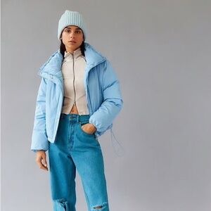 BDG Urban Outfitters Isla Funnel Neck Puffer Jacket - Small - Blue